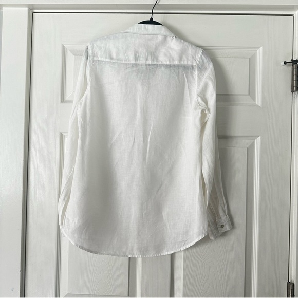 100% Linen Malvin Hamburg germany White Linen Button Down Blouse Size S - Picture 3 of 4